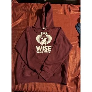 jerzees super sweats hoodie wise AnimalRescue Dog Owl Size M